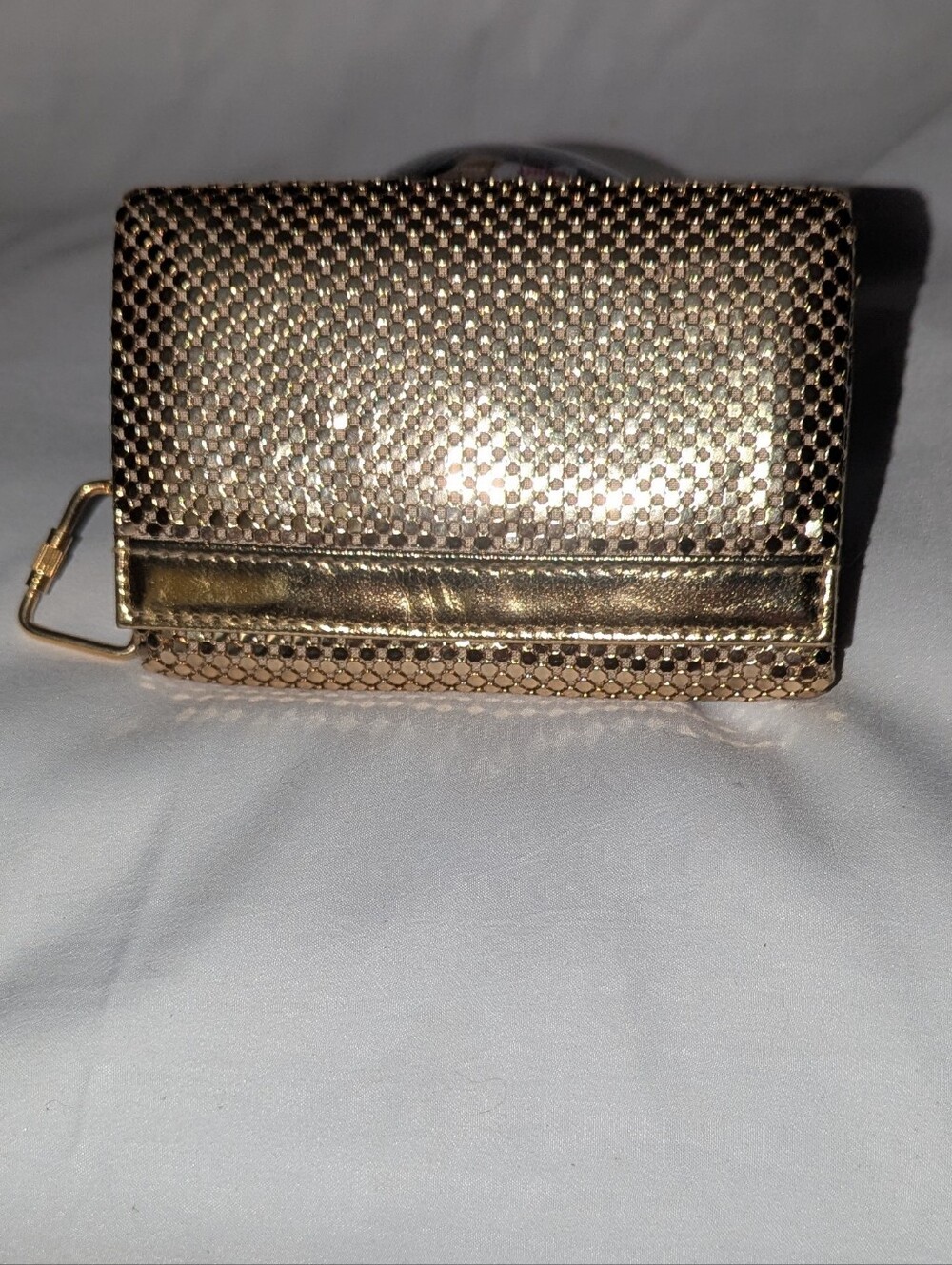 Whiting & Davis Metallic Gold Keyring Wallet Card Holder